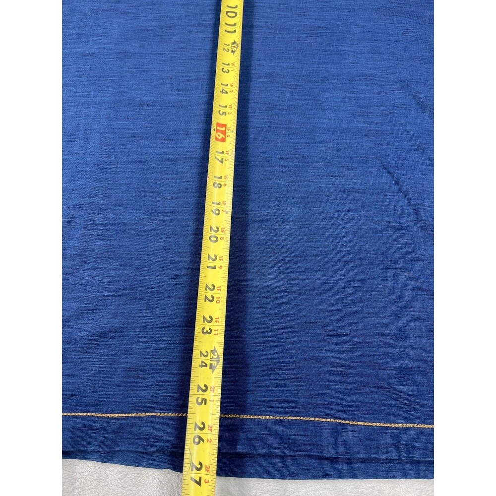 Johnston & Murphy Mens Slub Polo Shirt Blue 100% Cotton Orange Stitch Large - Picture 6 of 8